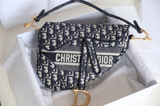 CD Oblique Saddle Bag Blue Canvas mysite