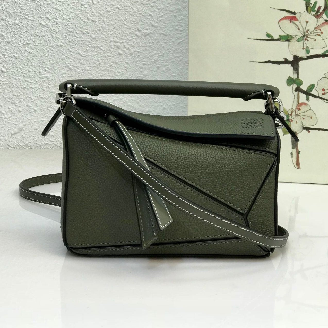 LOE MINI 18 PUZZLE BAG IN JUNIPER GREEN CALFSKIN mysite