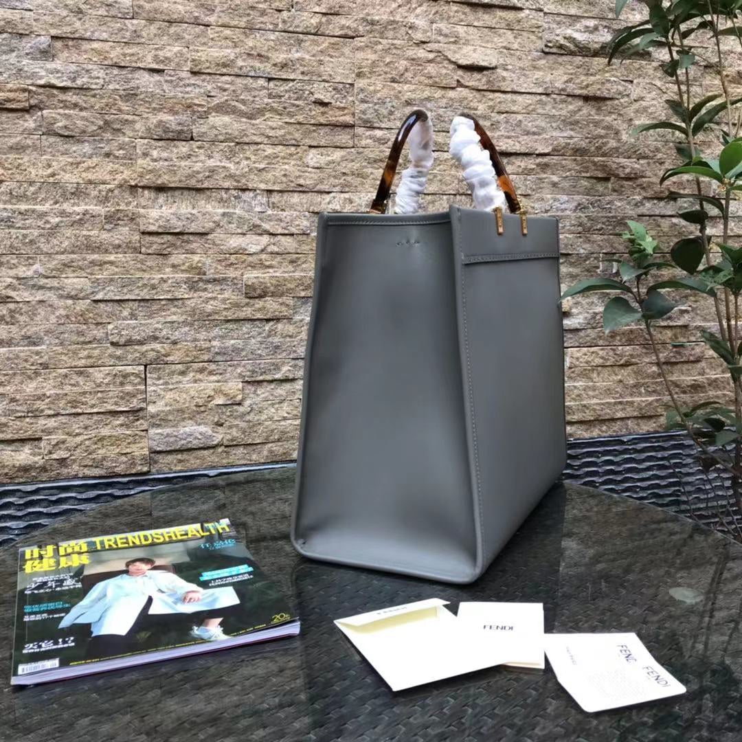 Fend Sunshine Large Bag 40.5 Grey Leather mysite