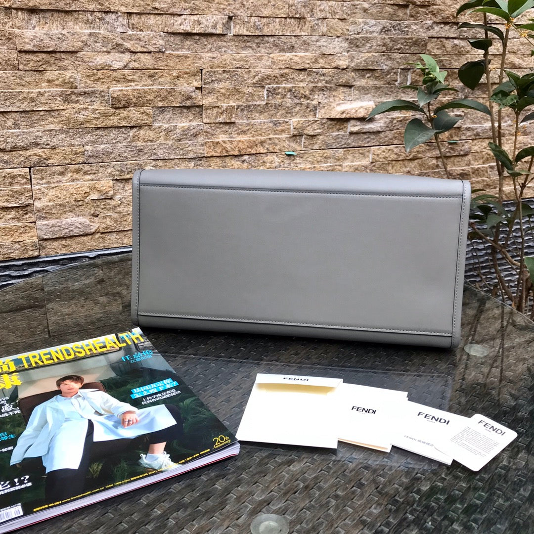 Fend Sunshine Large Bag 40.5 Grey Leather mysite