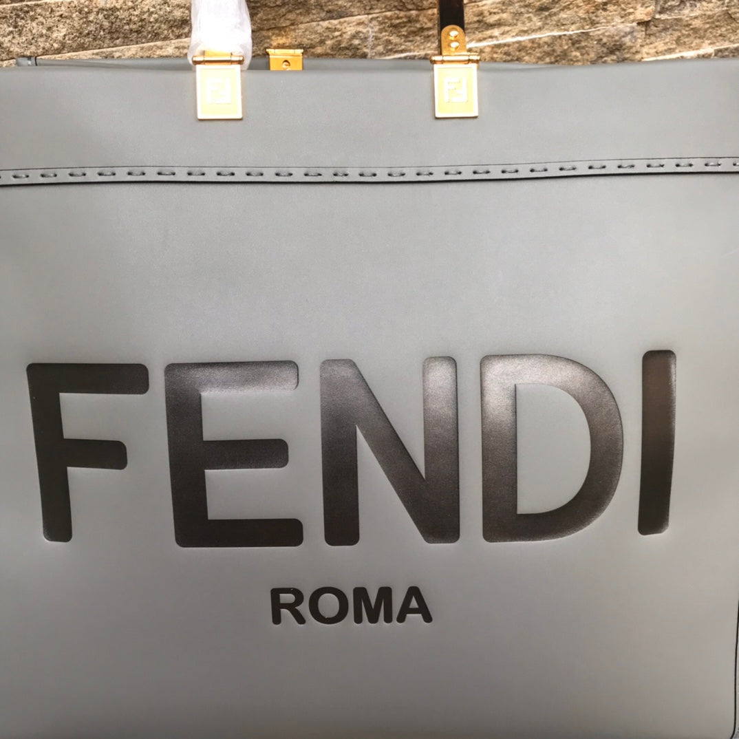 Fend Sunshine Large Bag 40.5 Grey Leather mysite