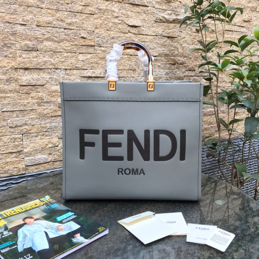 Fend Sunshine Large Bag 40.5 Grey Leather mysite