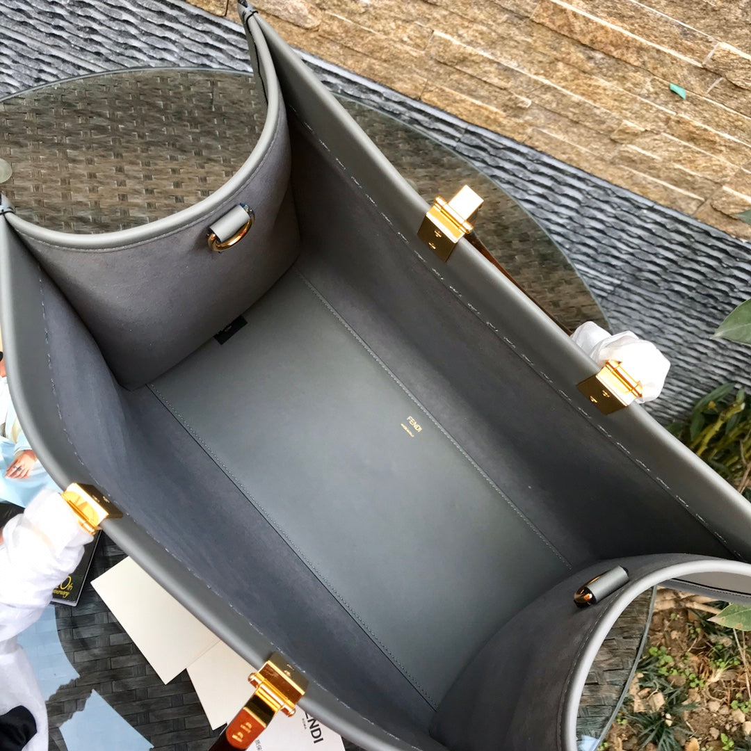 Fend Sunshine Large Bag 40.5 Grey Leather mysite