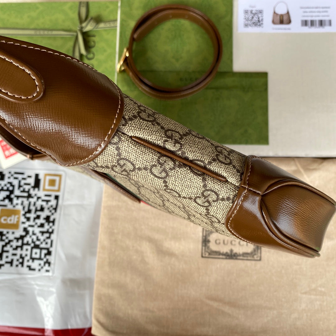 gg jackie small 28cm beige monogram canvas brown calfskin mysite