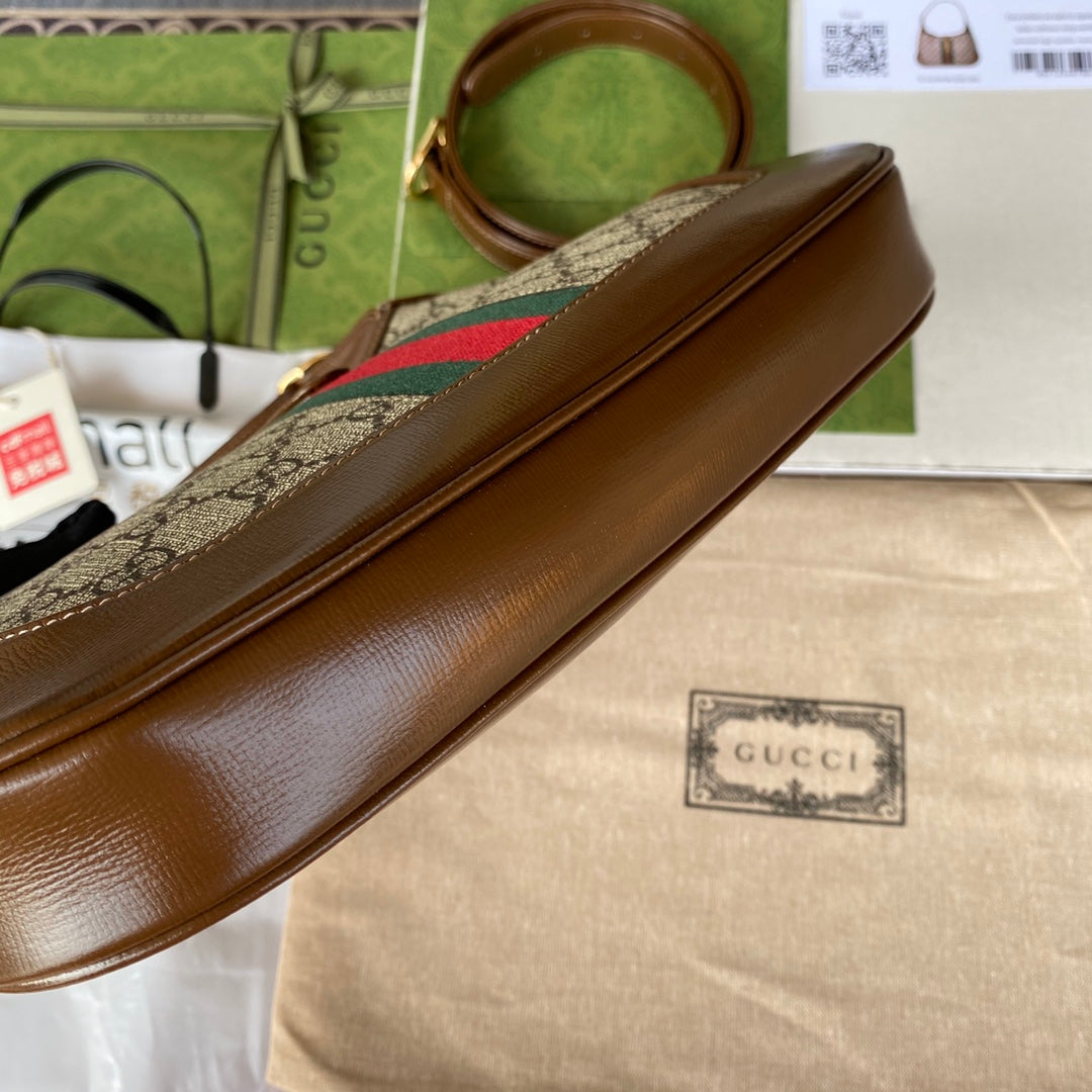 gg jackie small 28cm beige monogram canvas brown calfskin mysite