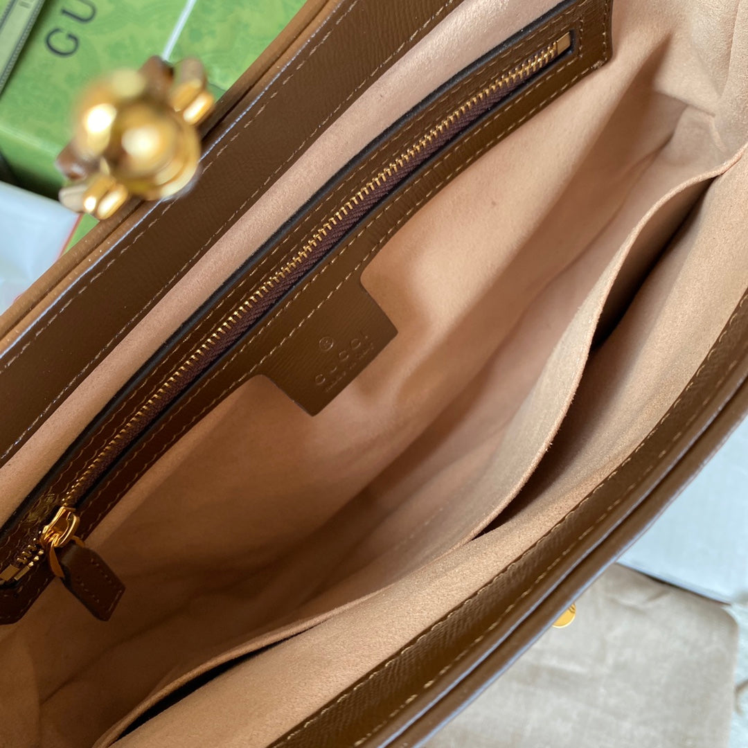 gg jackie small 28cm beige monogram canvas brown calfskin mysite