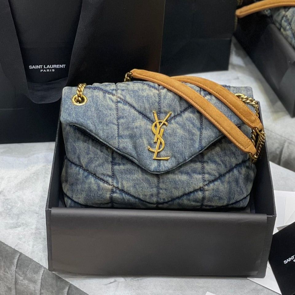 LOULOU PUFFER SMALL 29CM RODEO BLUE SUEDE DENIM mysite