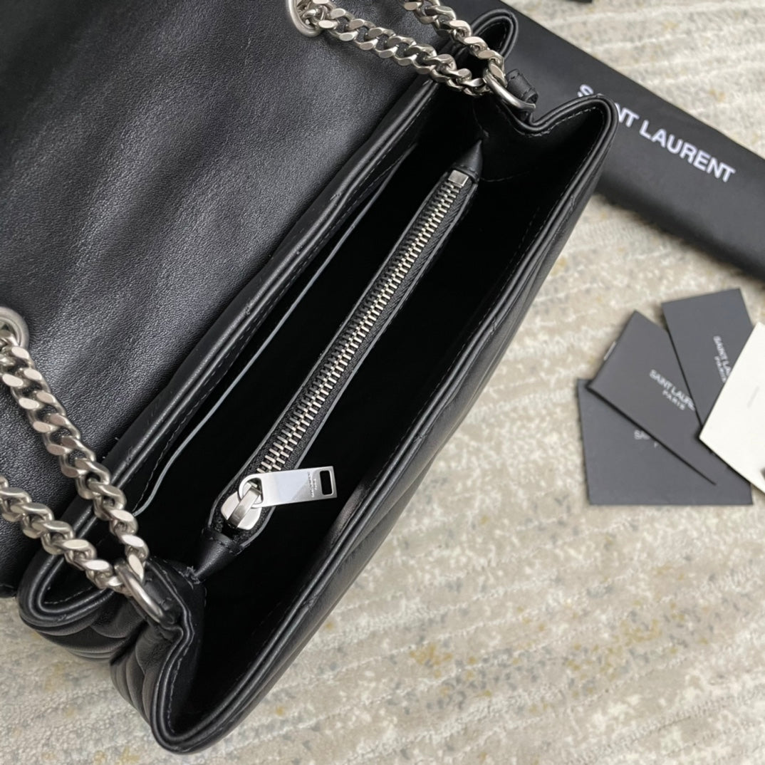 LOULOU SMALL 25 IN BLACK LAMBSKIN SILVER HARDWARE mysite
