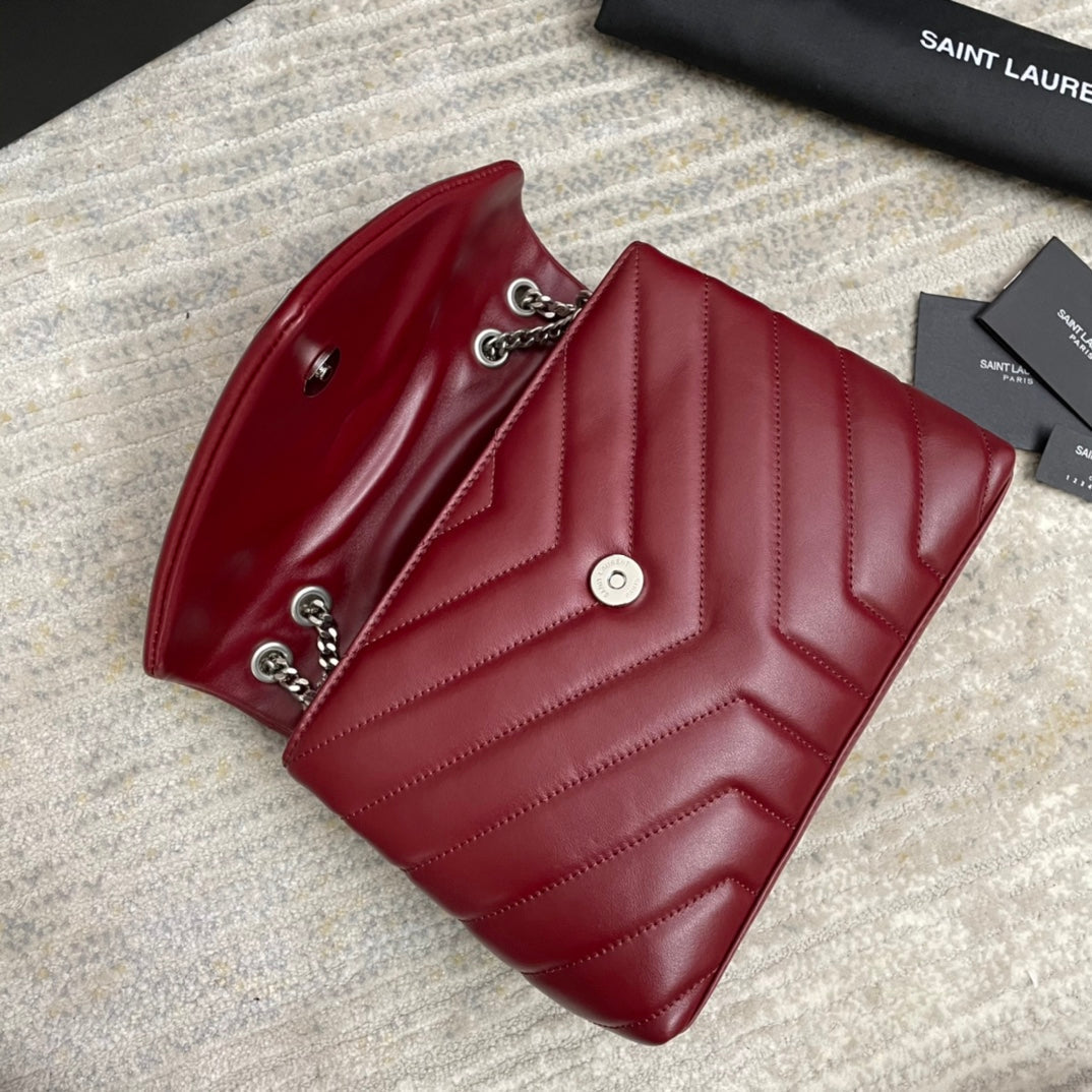 LOULOU SMALL 25 IN BURGUNDY RED LAMBSKIN SILVER HARDWARE mysite