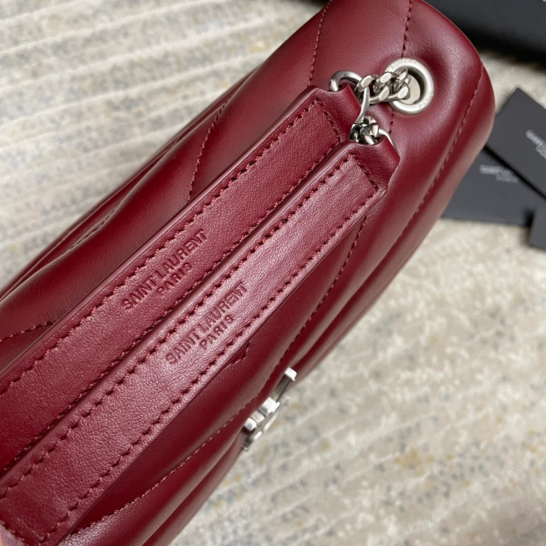 LOULOU SMALL 25 IN BURGUNDY RED LAMBSKIN SILVER HARDWARE mysite