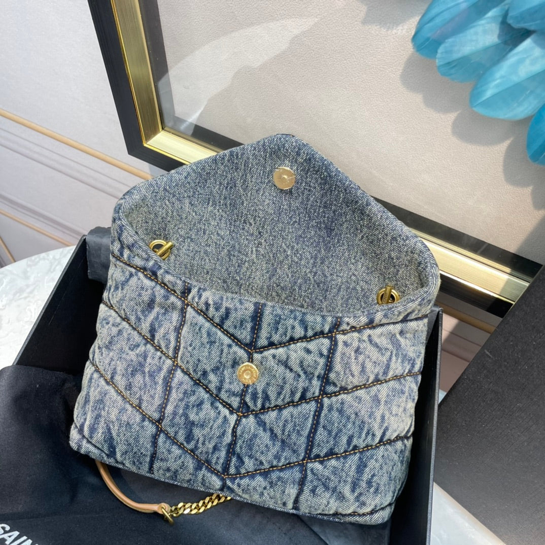 LOULOU PUFFER MINI 23 RODEO BLUE SUEDE DENIM mysite