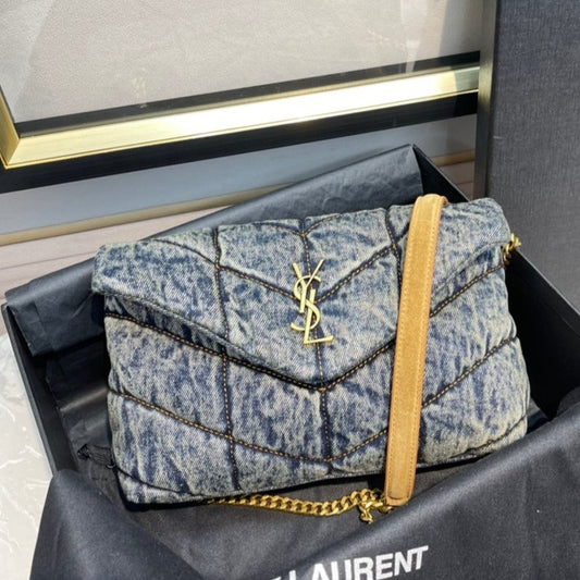 LOULOU PUFFER MINI 23 RODEO BLUE SUEDE DENIM mysite