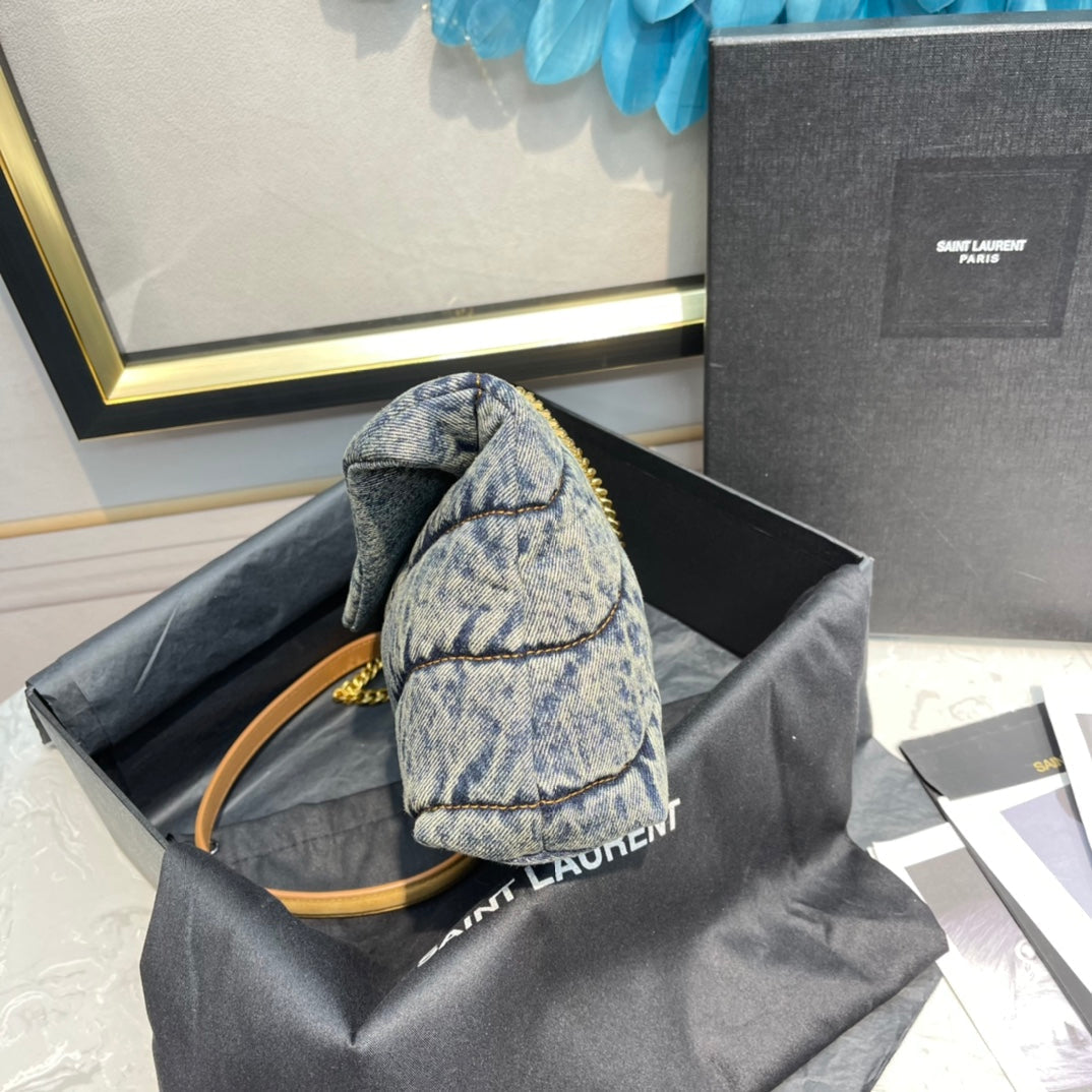 LOULOU PUFFER MINI 23 RODEO BLUE SUEDE DENIM mysite