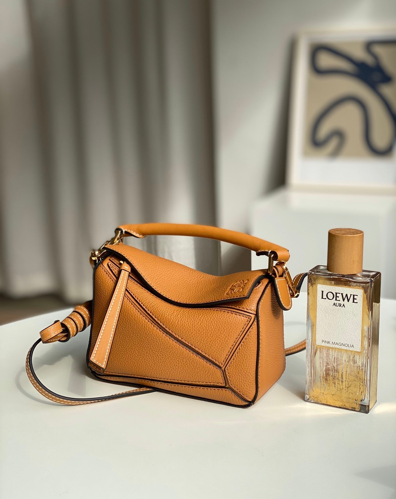 mini puzzle 18cm orange calfskin gold hardware mysite