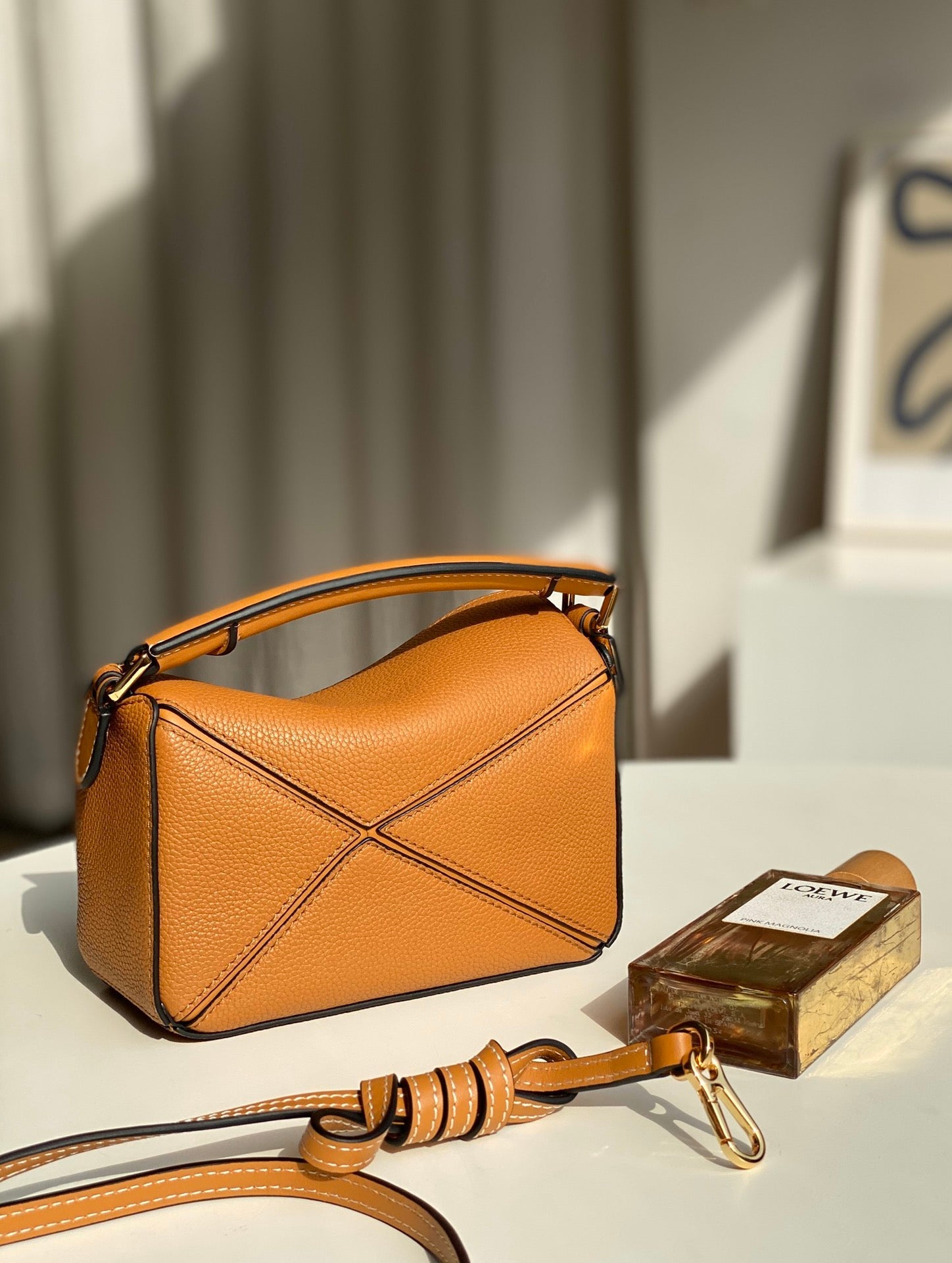 mini puzzle 18cm orange calfskin gold hardware mysite