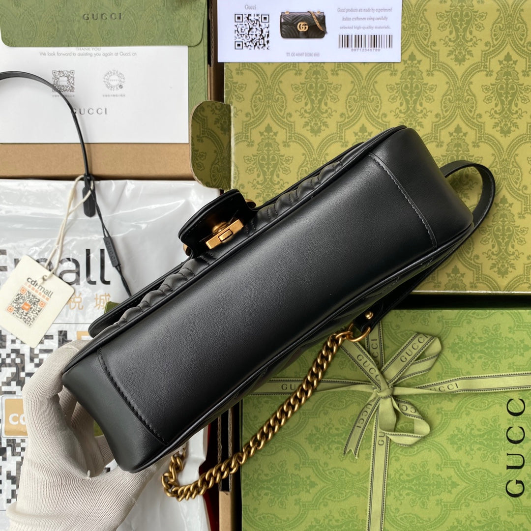 gg marmont 26cm black calfskin gold hardware mysite