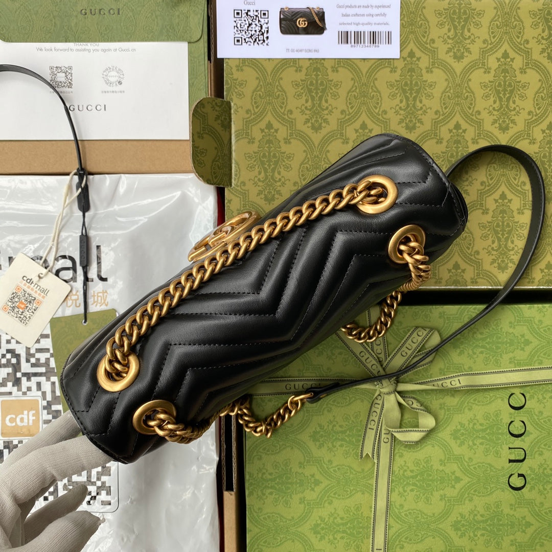 gg marmont 26cm black calfskin gold hardware mysite