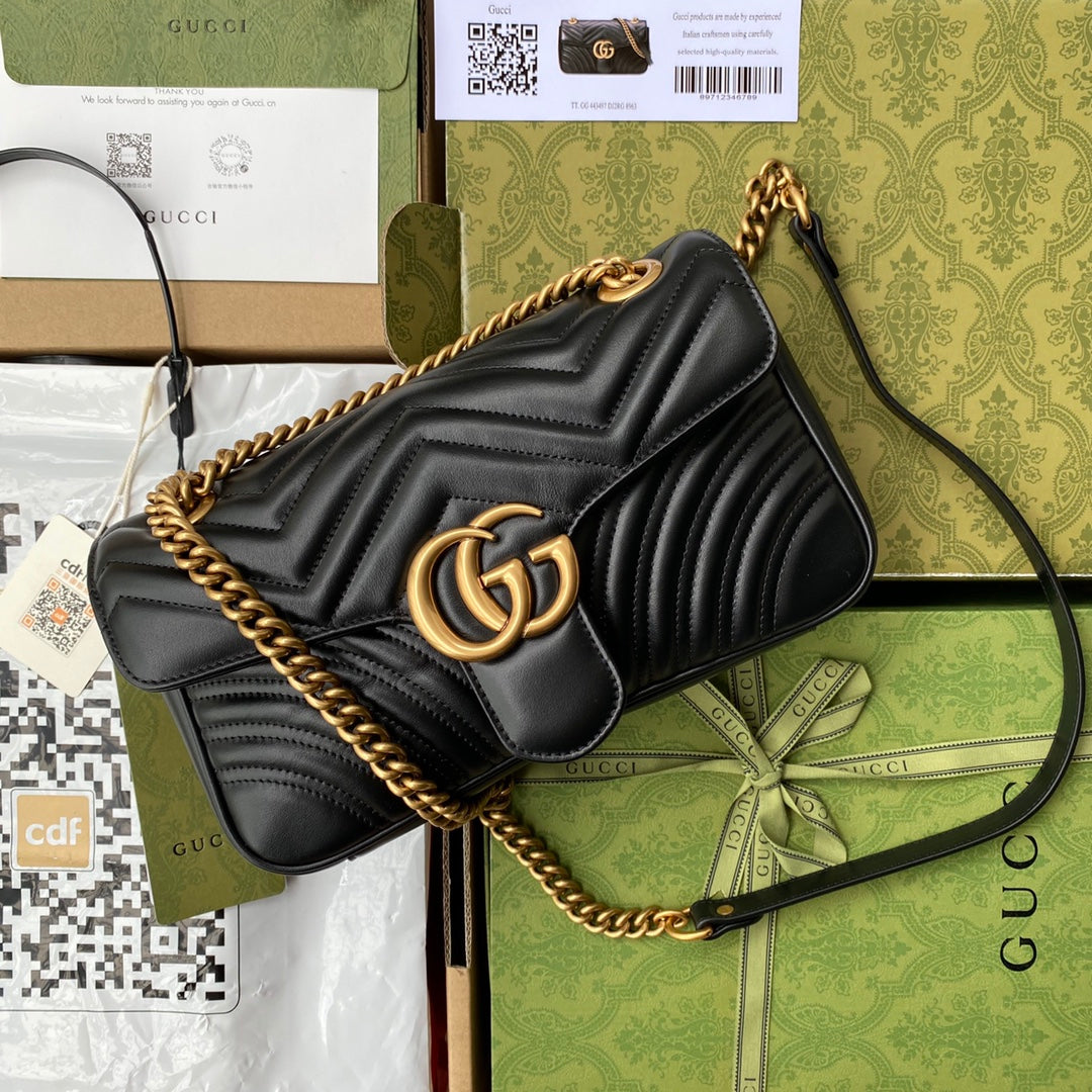 gg marmont 26cm black calfskin gold hardware mysite