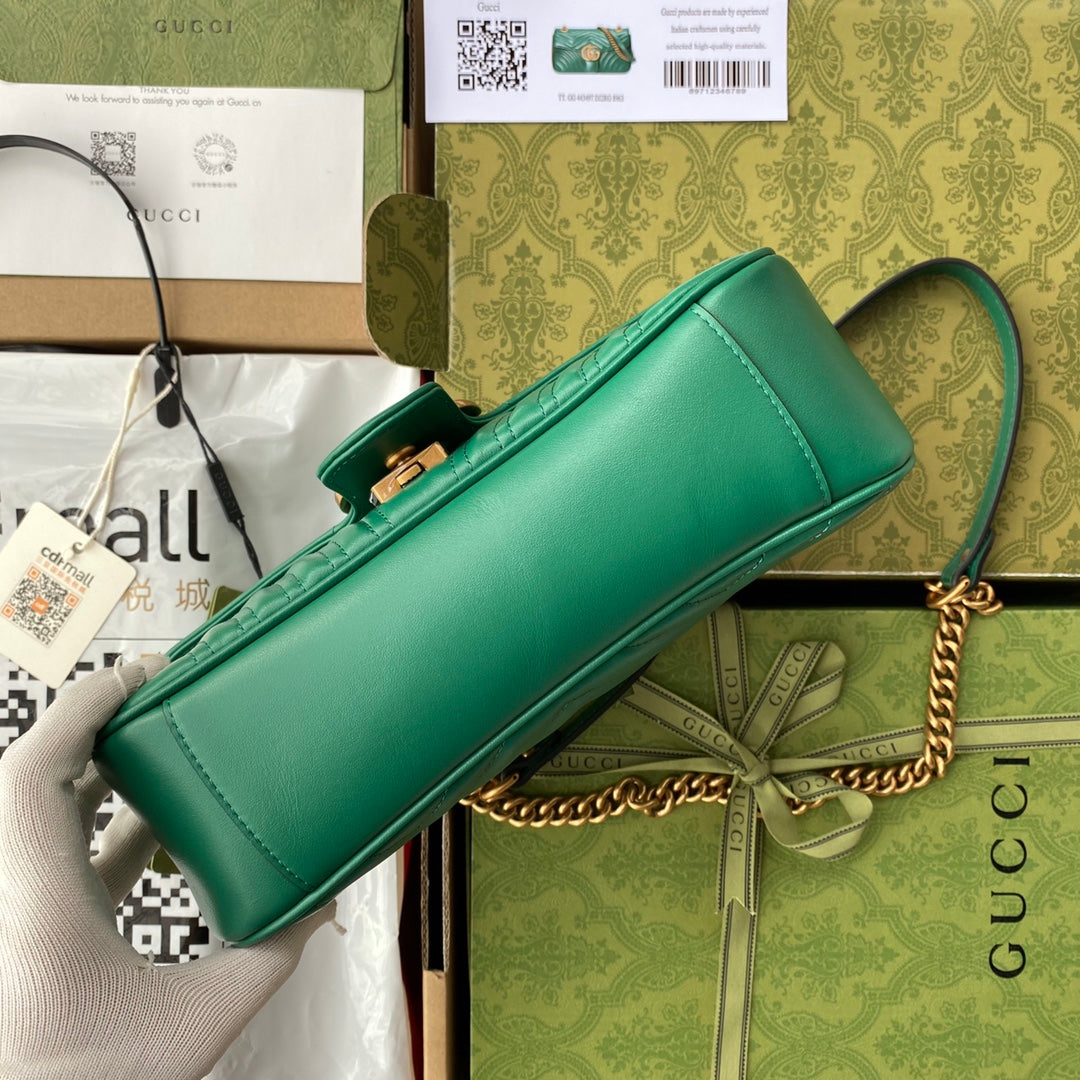 gg marmont 26cm green calfskin gold hardware mysite
