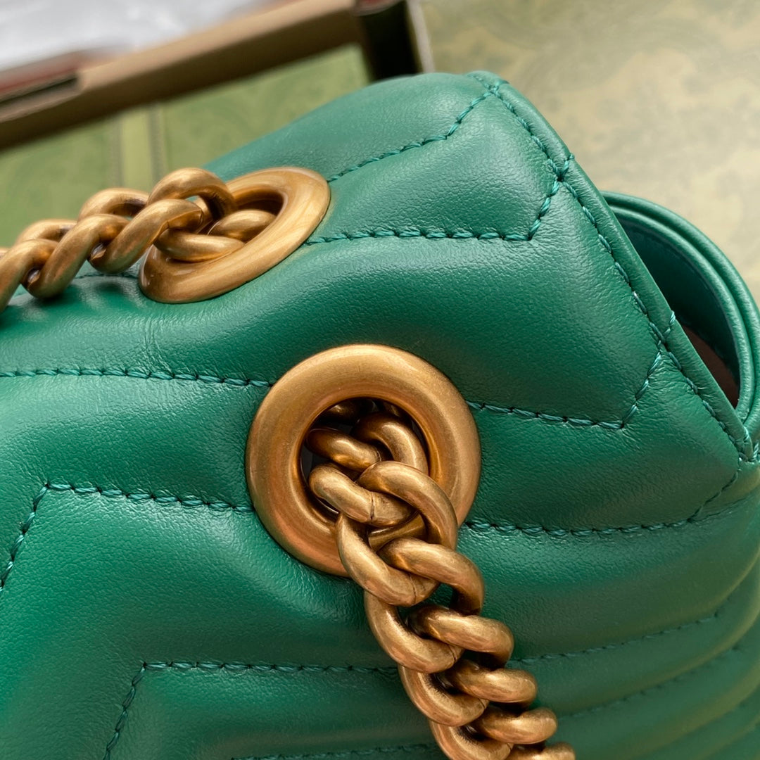 gg marmont 26cm green calfskin gold hardware mysite