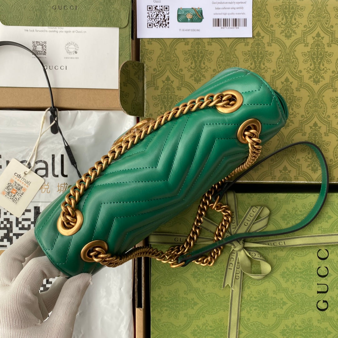 gg marmont 26cm green calfskin gold hardware mysite
