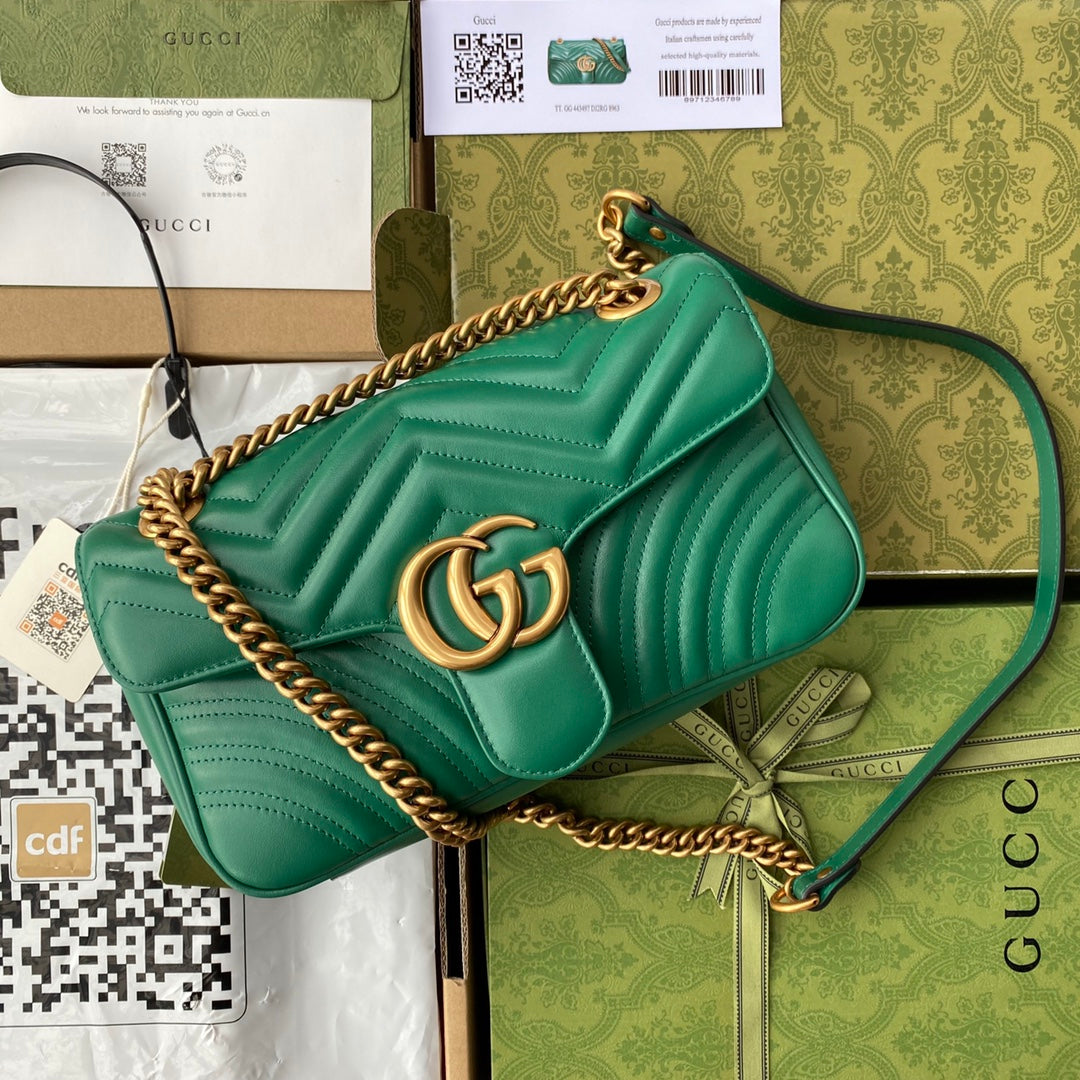 gg marmont 26cm green calfskin gold hardware mysite