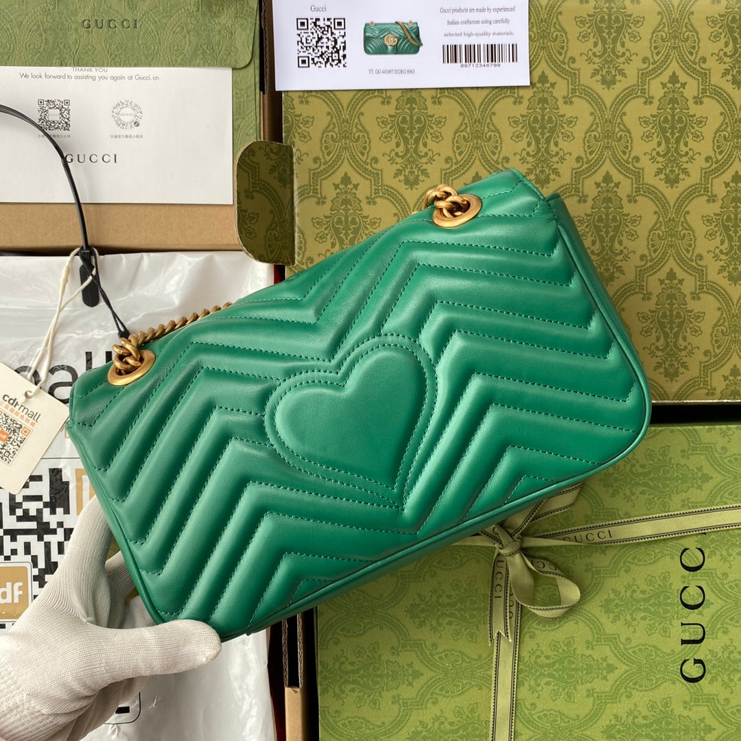 gg marmont 26cm green calfskin gold hardware mysite