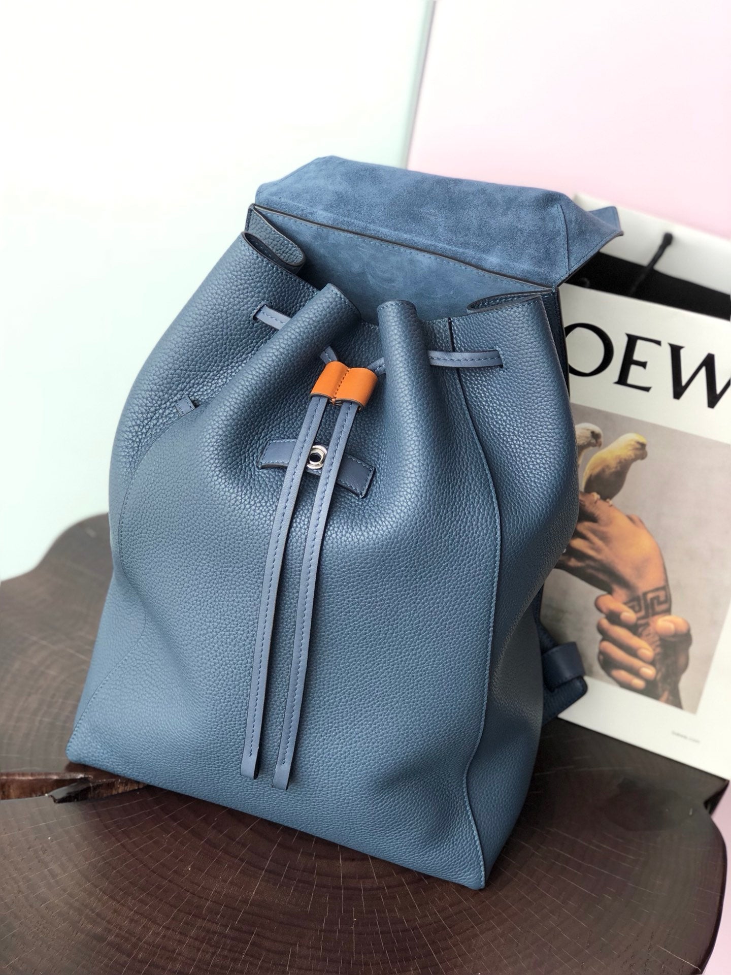 LOEWE FLAMENCO BACKPACK 31 IN NAVY BLUE CALFSKIN mysite
