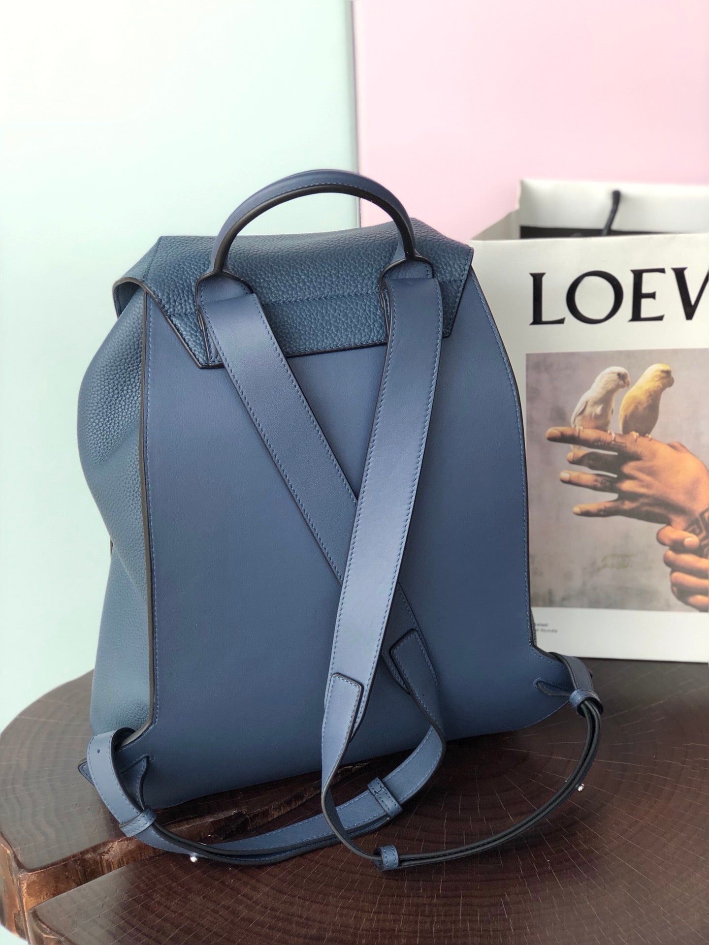 LOEWE FLAMENCO BACKPACK 31 IN NAVY BLUE CALFSKIN mysite