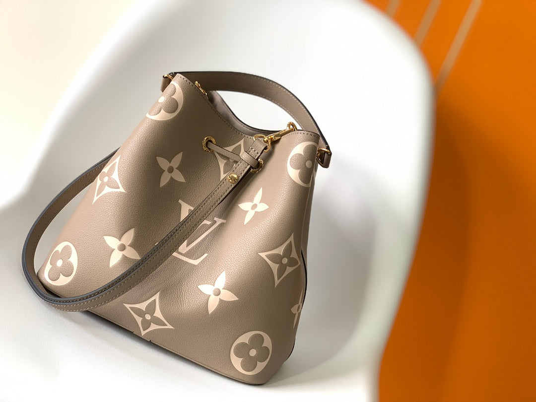 LV NéoNoé MM Tourterelle Gray & Cream  Embossed Monogram Empreinte Cowhide 268066 mysite
