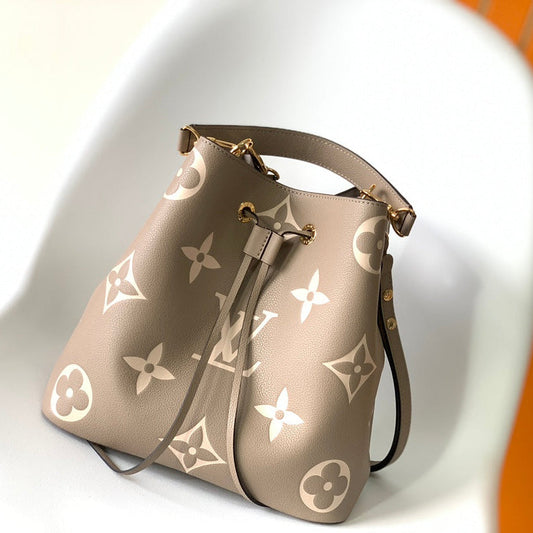 LV NéoNoé MM Tourterelle Gray & Cream  Embossed Monogram Empreinte Cowhide 268066 mysite