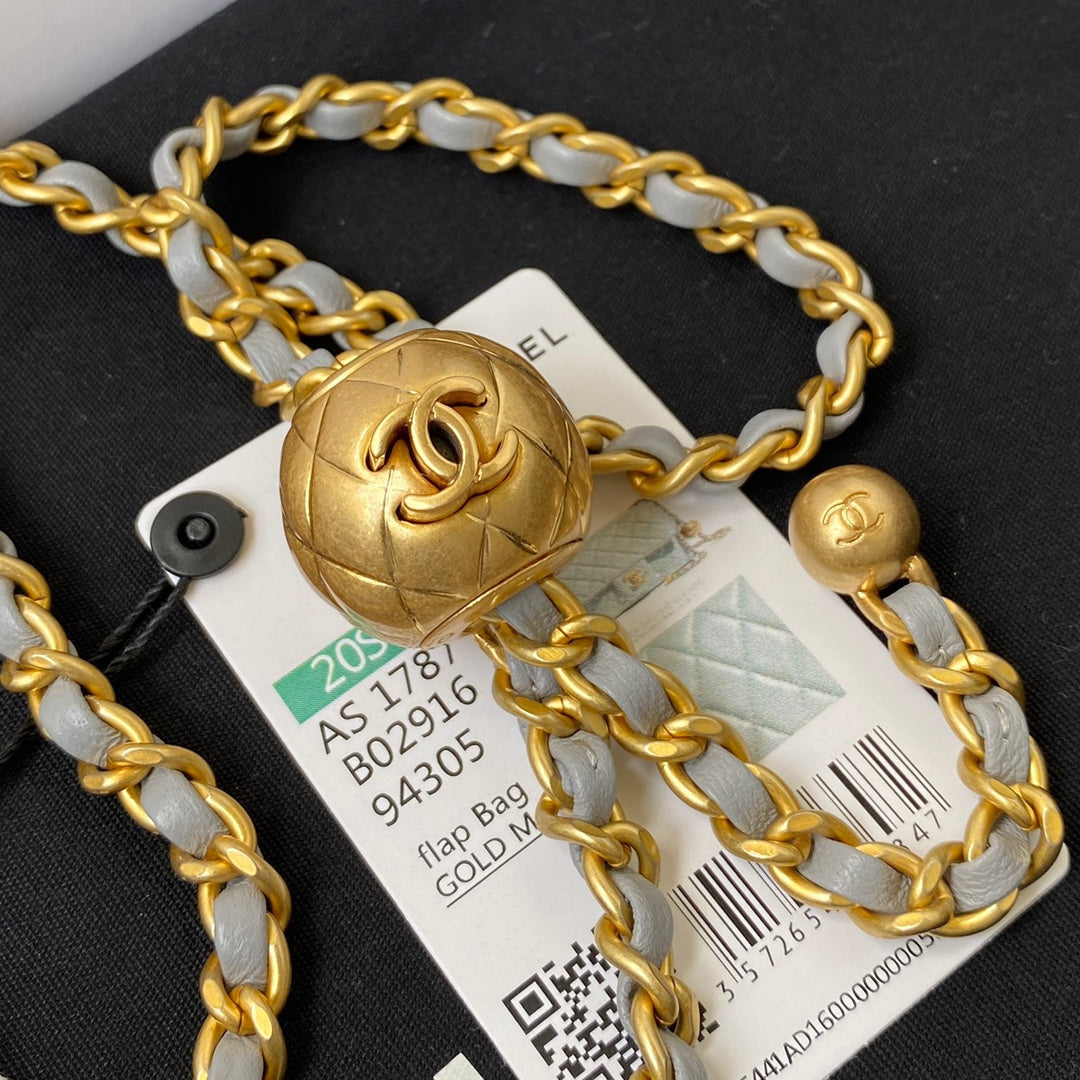 Classic Mini Flap Bag 20cm Grey Lambskin Gold Hardware mysite