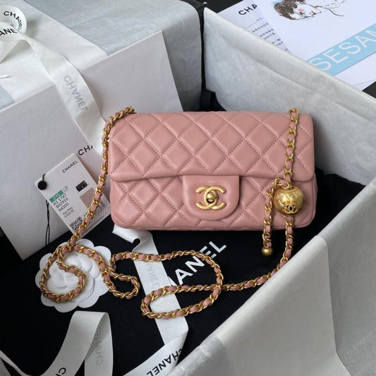Classic Mini Flap Bag 20cm Pink Lambskin Gold Hardware mysite