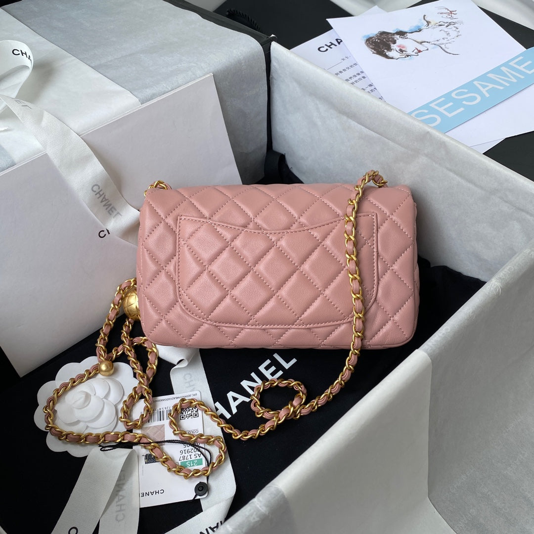 Classic Mini Flap Bag 20cm Pink Lambskin Gold Hardware mysite