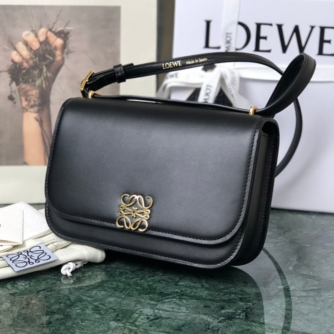 LOE GOYA BAG 18 IN BLACK SILK CALFSKIN mysite