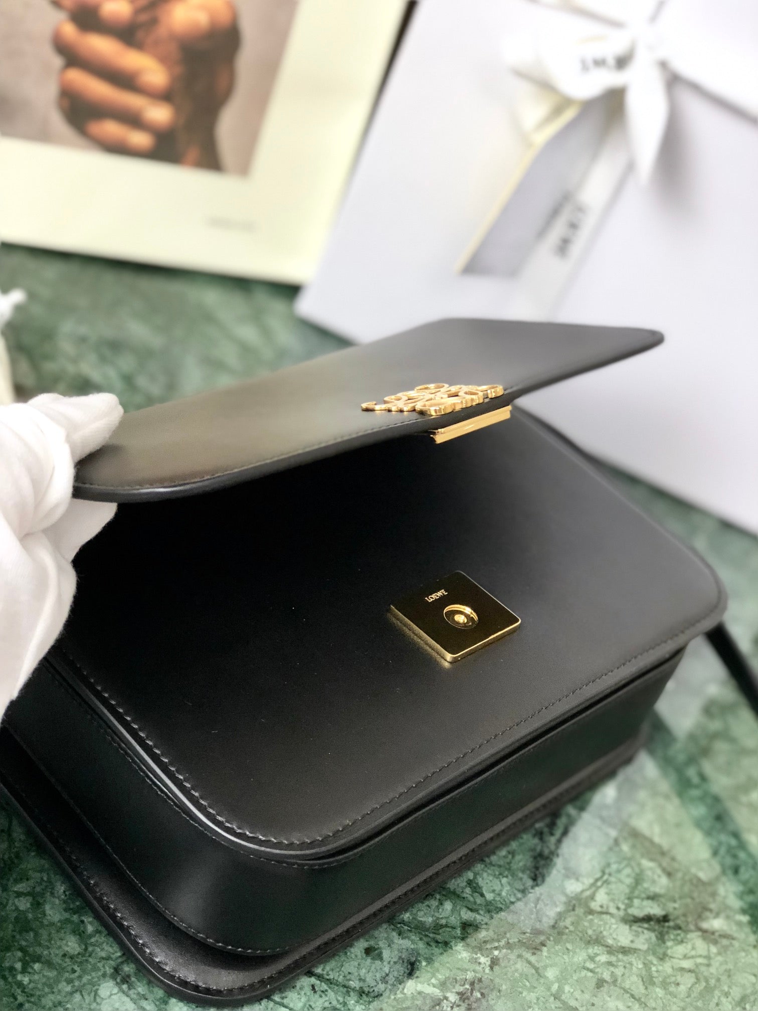 LOE GOYA BAG 18 IN BLACK SILK CALFSKIN mysite