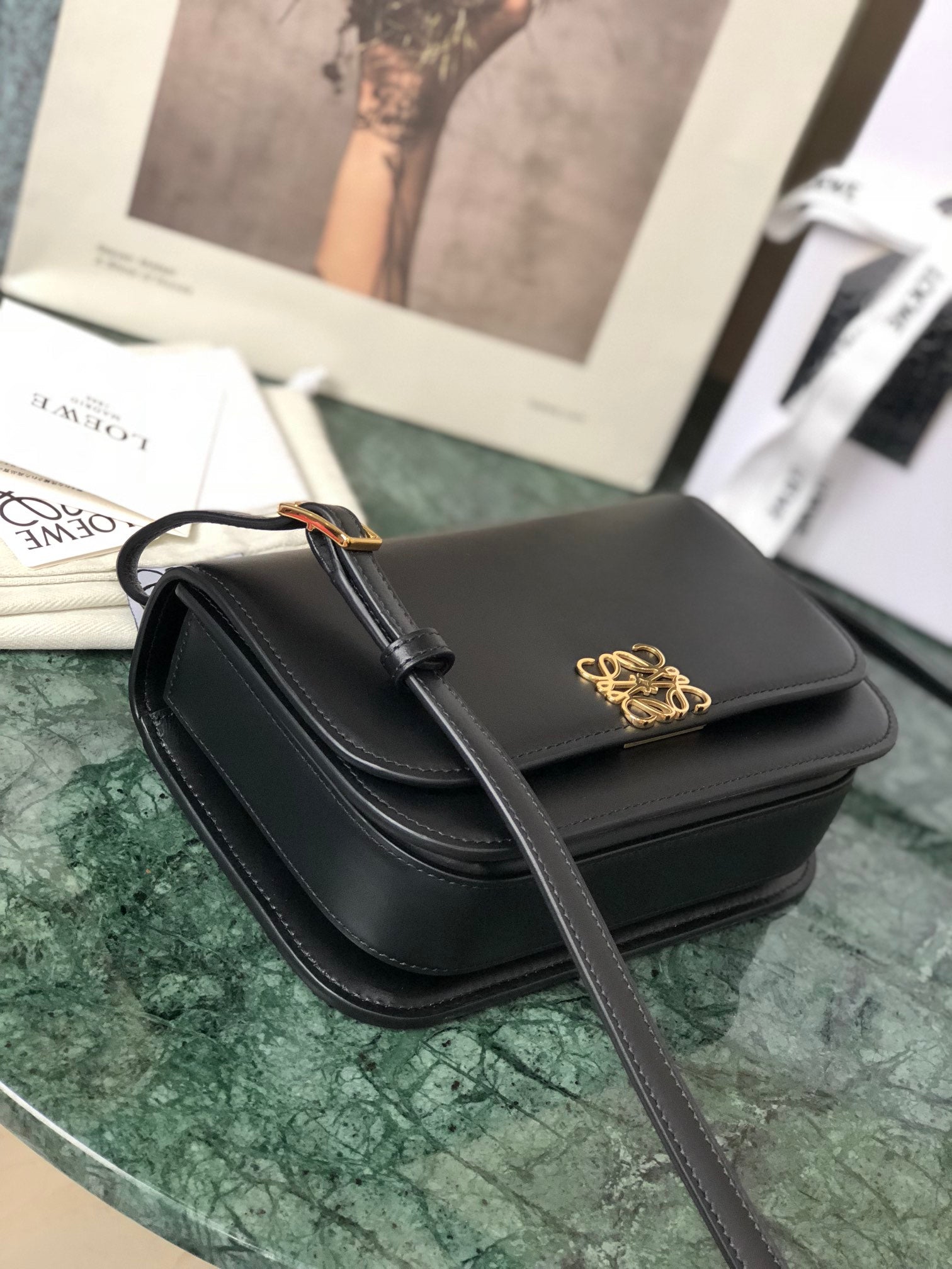 LOE GOYA BAG 18 IN BLACK SILK CALFSKIN mysite