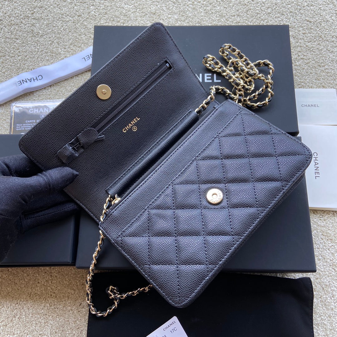 Classic Woc 20cm Black Grained Calfskin Leather CC mysite