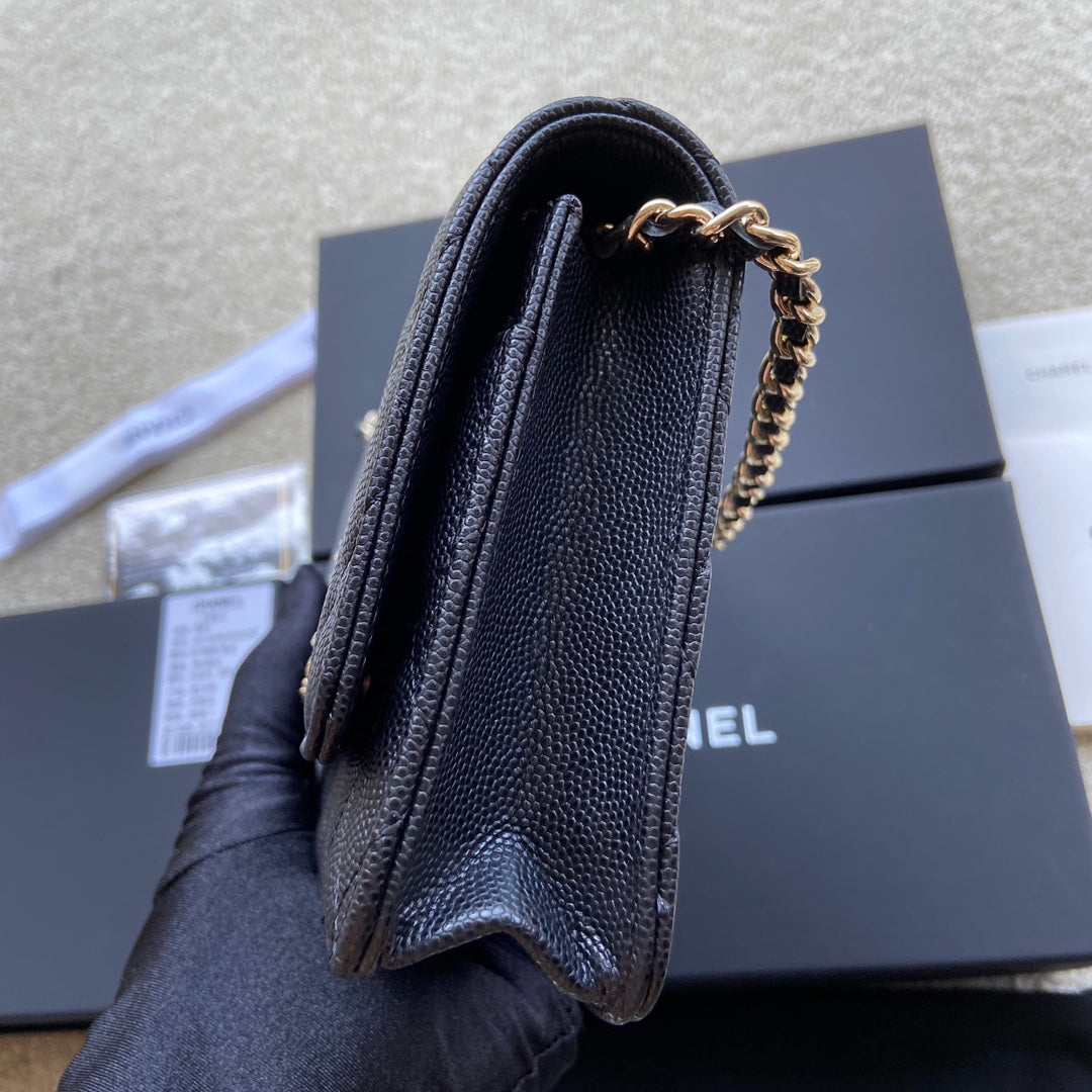 Classic Woc 20cm Black Grained Calfskin Leather CC mysite