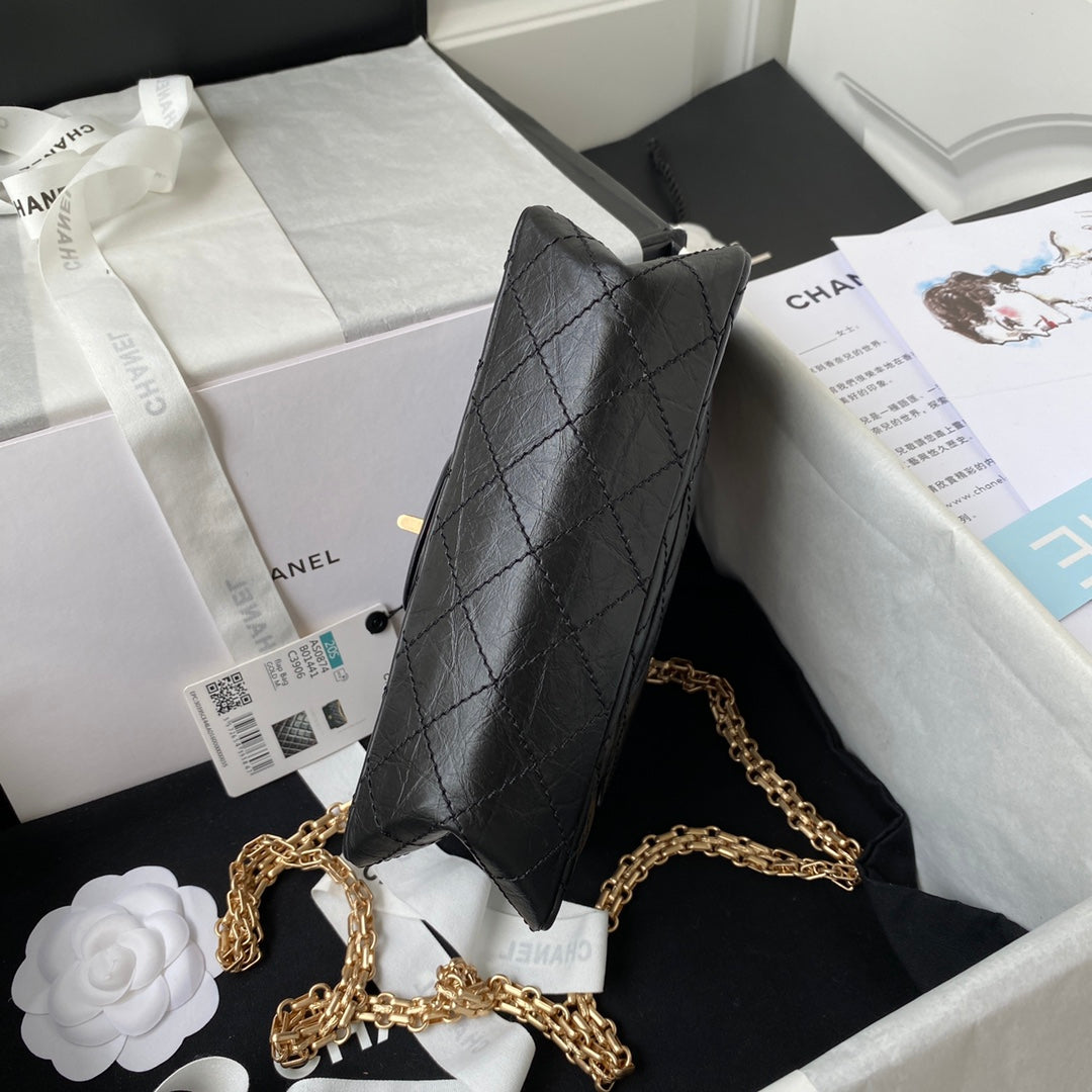 FLAP BAG 20 IN BLACK CALFSKIN GOLD CHAIN mysite