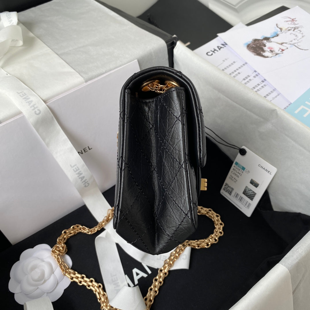 FLAP BAG 20 IN BLACK CALFSKIN GOLD CHAIN mysite