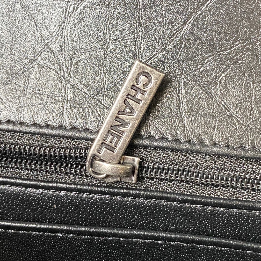 FLAP BAG 20 IN BLACK CALFSKIN SILVER CHAIN mysite