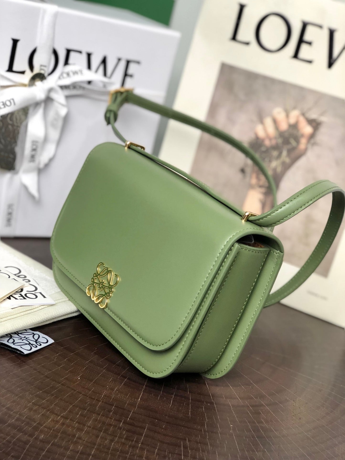 GOYA 18 BAG IN AVOCADO GREEN SILK CALFSKIN mysite