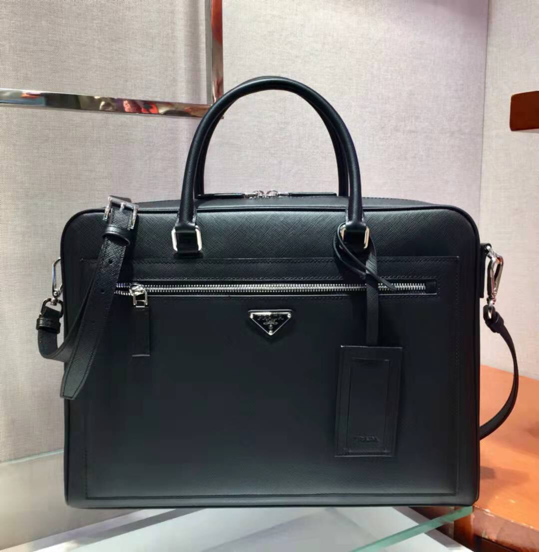PRA 38 BRIEFCASE IN BLACK SAFFIANO LEATHER mysite