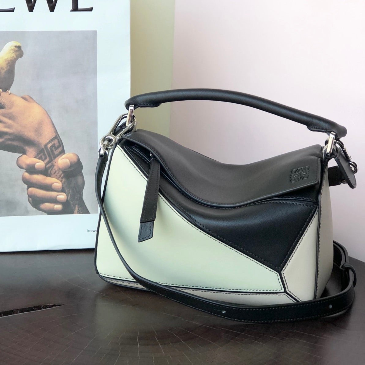 LOE MINI PUZZLE 18 BAG IN BLACK MIX WHITE CALFSKIN mysite