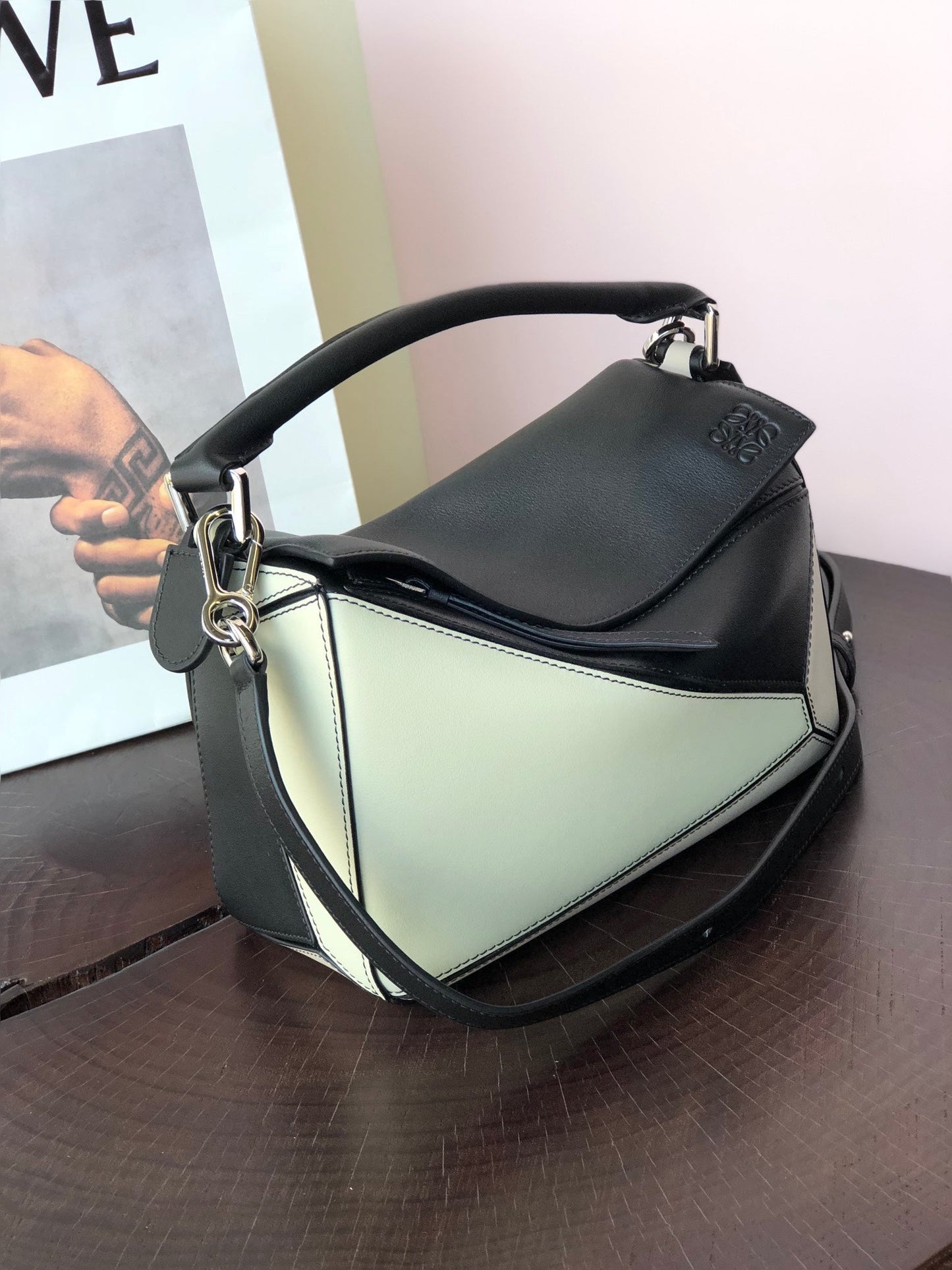 LOE MINI PUZZLE 18 BAG IN BLACK MIX WHITE CALFSKIN mysite