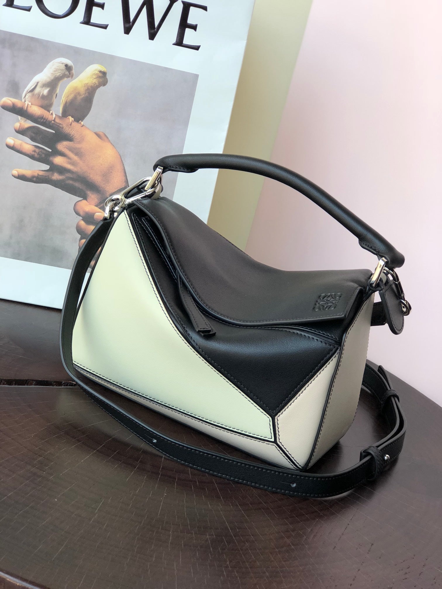 LOE MINI PUZZLE 18 BAG IN BLACK MIX WHITE CALFSKIN mysite