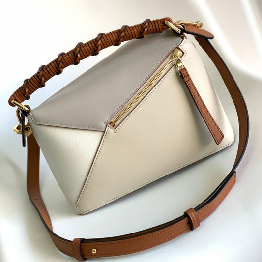 Small Puzzle 24cm bag in soft grained white and tan calfskin mysite