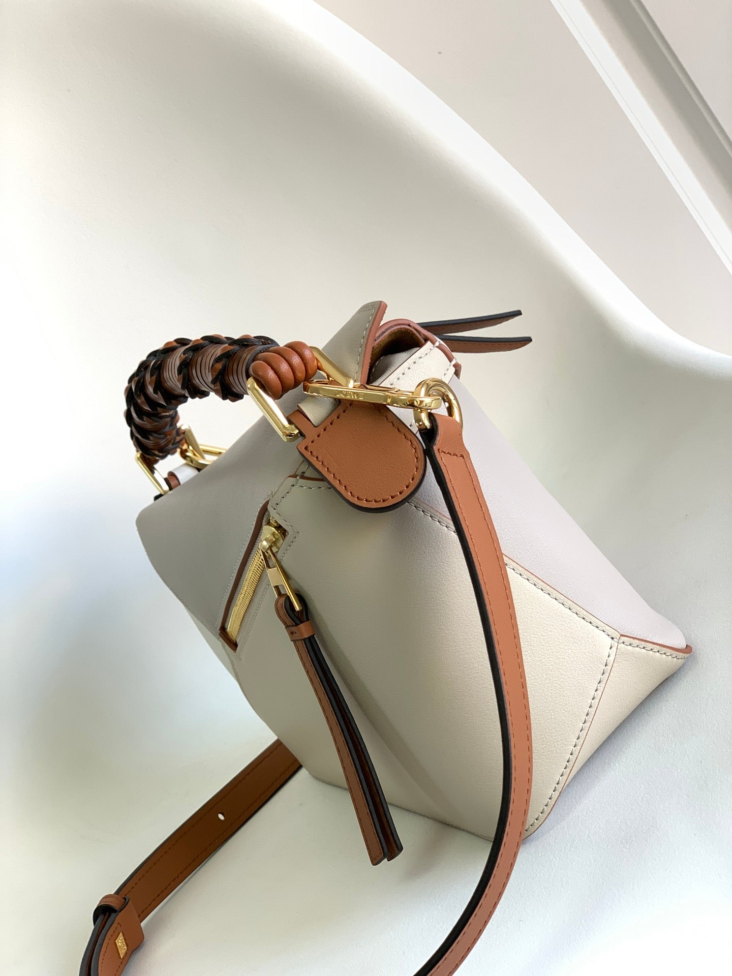 Small Puzzle 24cm bag in soft grained white and tan calfskin mysite