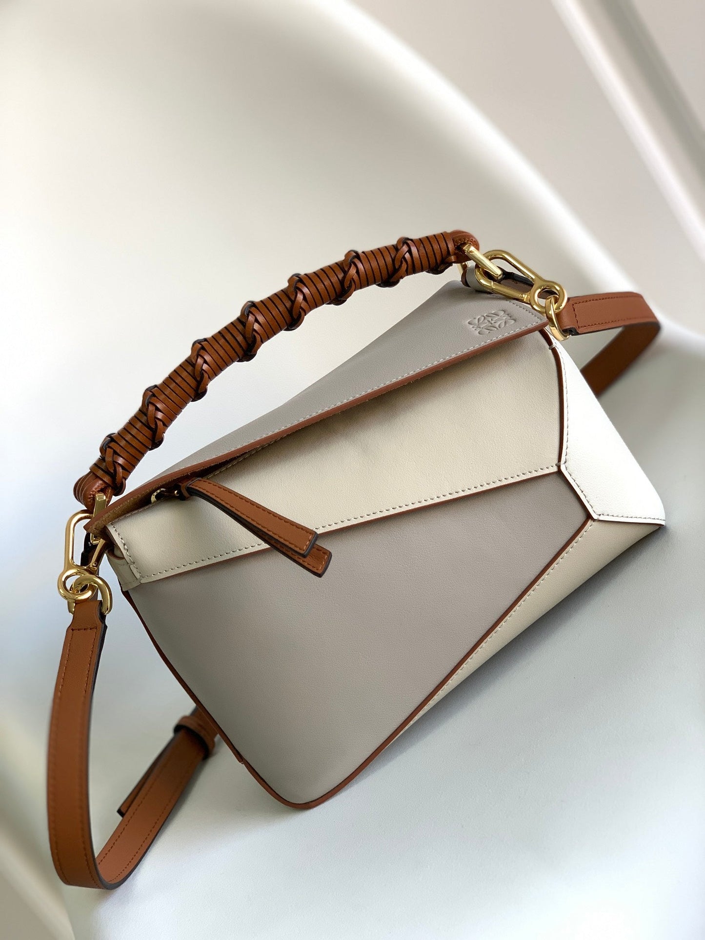Small Puzzle 24cm bag in soft grained white and tan calfskin mysite